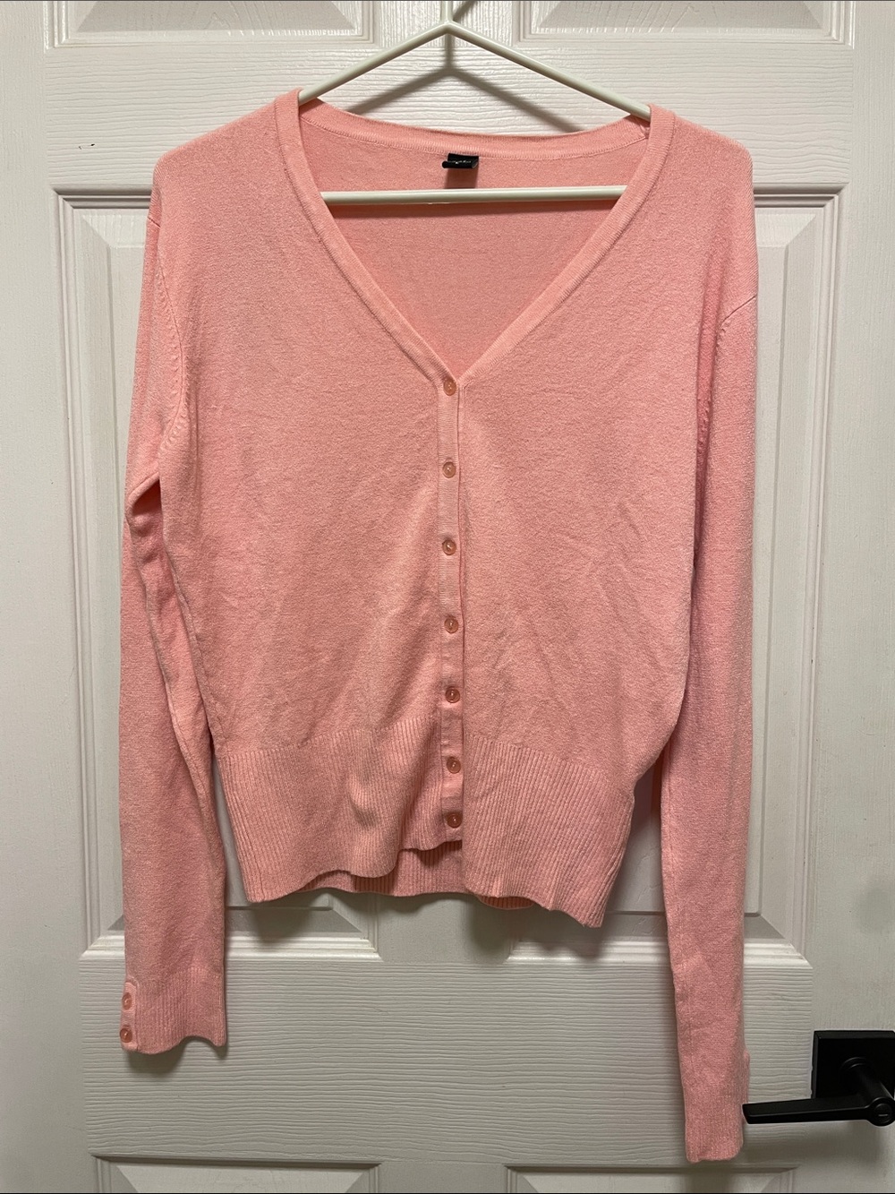 NET GIRL | Pink | V-Neck | Button | Cardigan Sweater | Size L